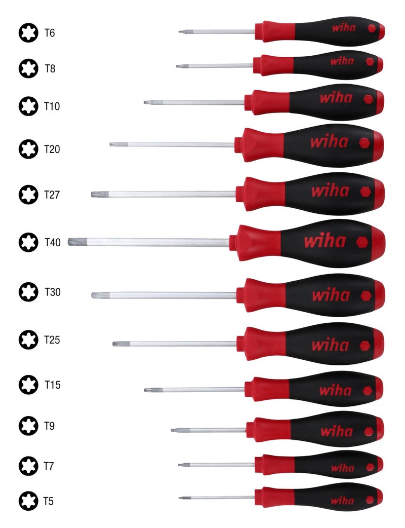 Wiha 36267 Torx Screwdriver Set, 12 Piece, T5â€“T40, SoftFinish Ergonomic Handle - Image 4